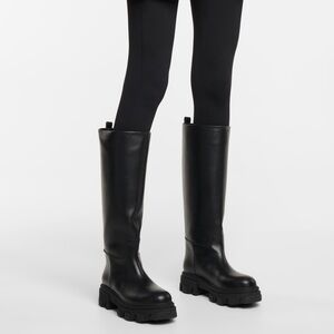 Gia Borghini Perni 07 black leather lug boots in size 37